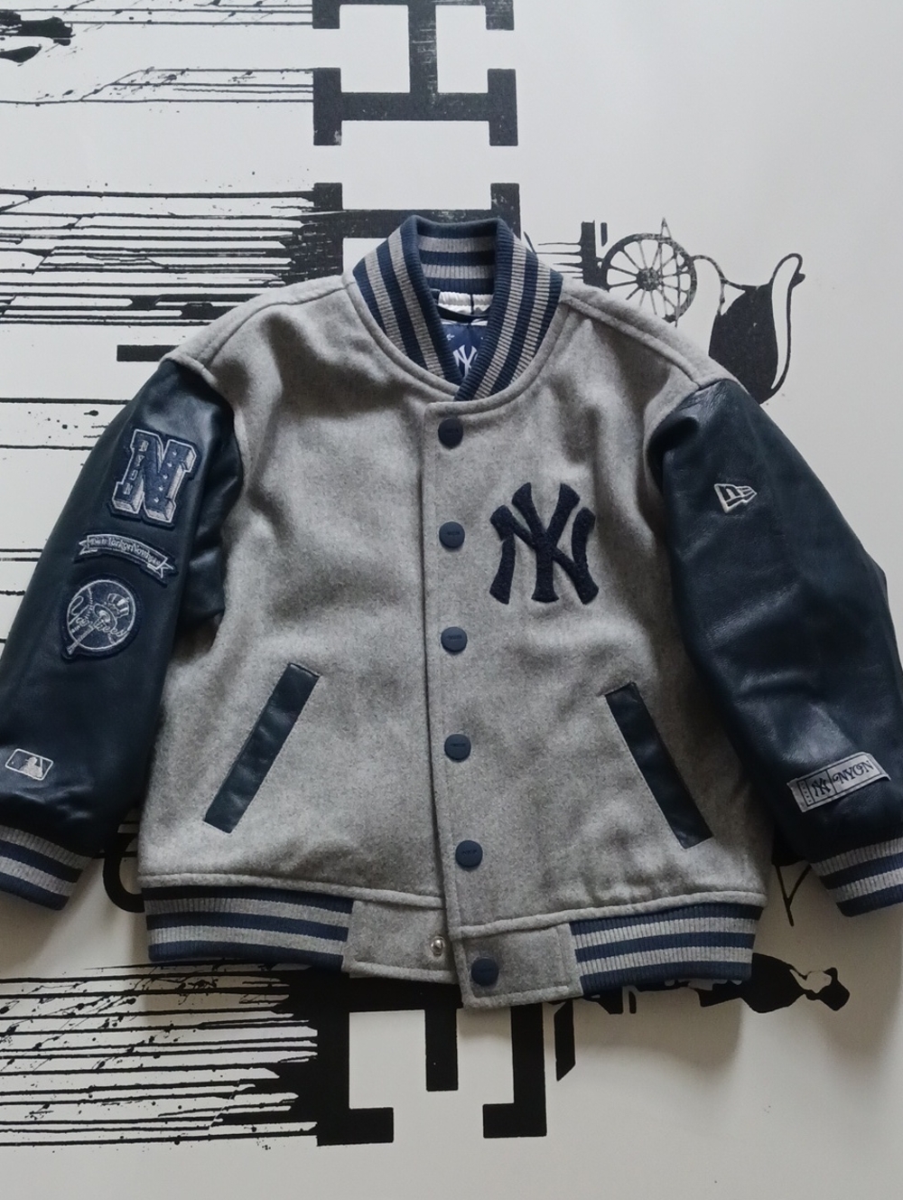 NWOT NYON x NY YANKEES Wool/ Lambskin Leather Boys Bomber Jacket Size XS